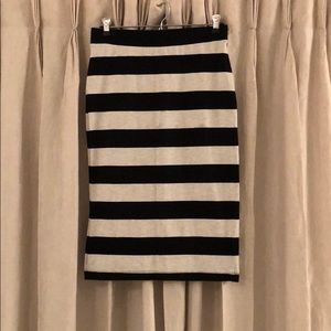 H&M Black/Heathered Grey Striped Midi